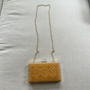 ALDO Mustard Leather & Gold Studded Women's Bag